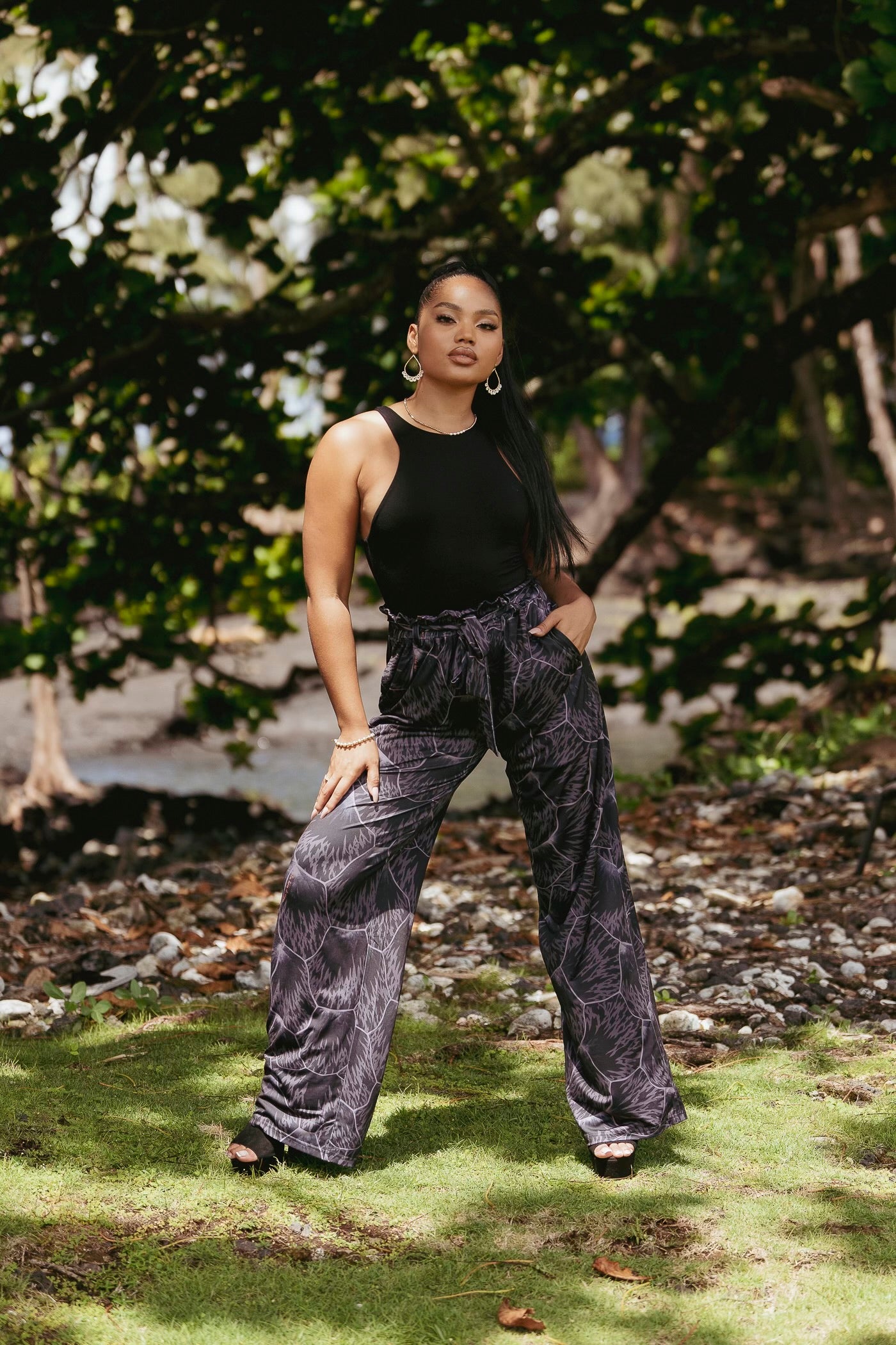 High Waisted Wide Leg Pant with Attachable Belt – Ola Hou Designs