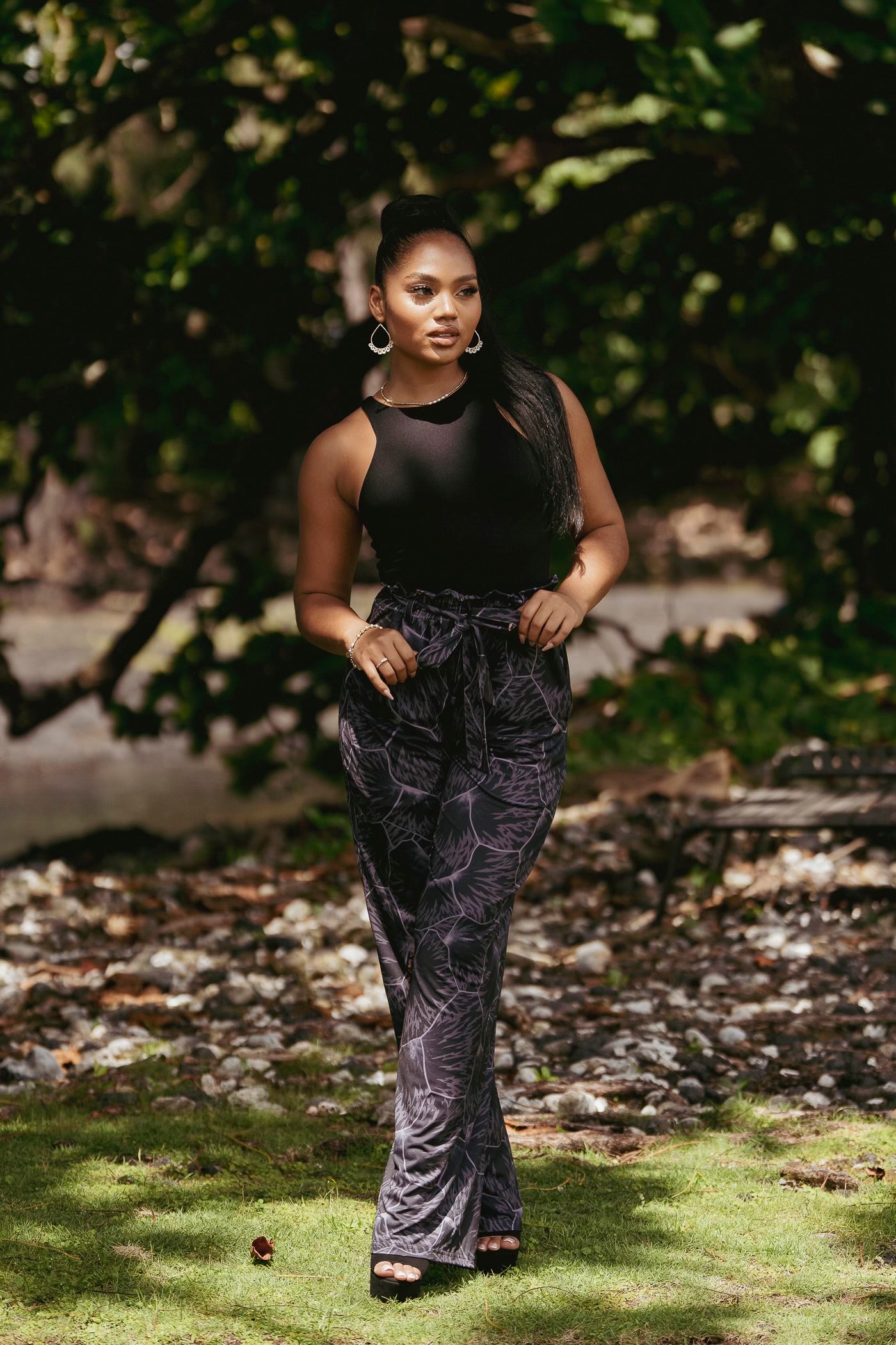 High Waisted Wide Leg Pant with Attachable Belt – Ola Hou Designs