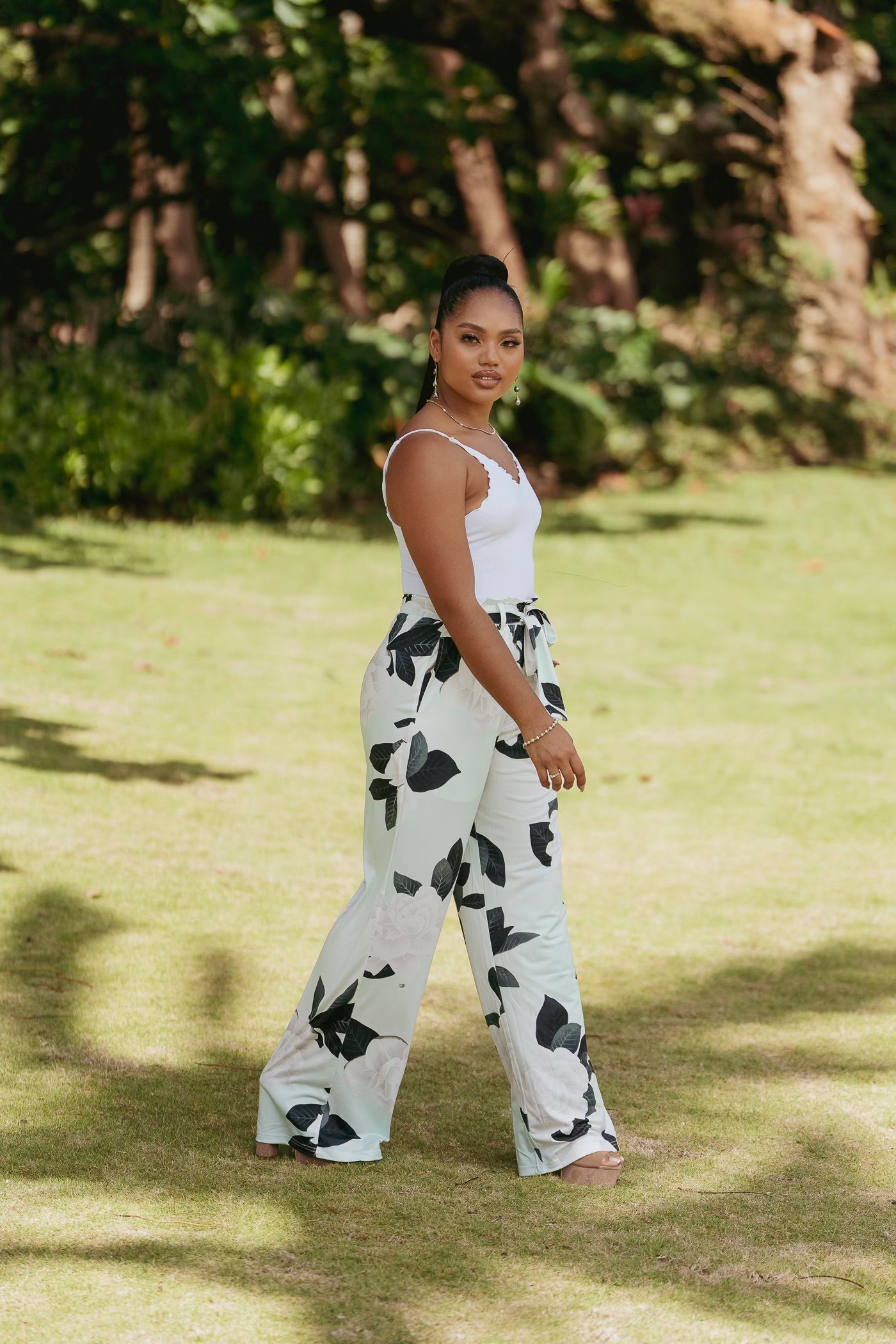 Floral High Waisted Wide Leg Pants