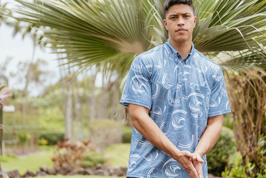 Colorful Hawaiian athletic polo shirt featuring vibrant island-inspired patterns and designs, perfect for active individuals seeking a stylish and comfortable sports apparel option.
